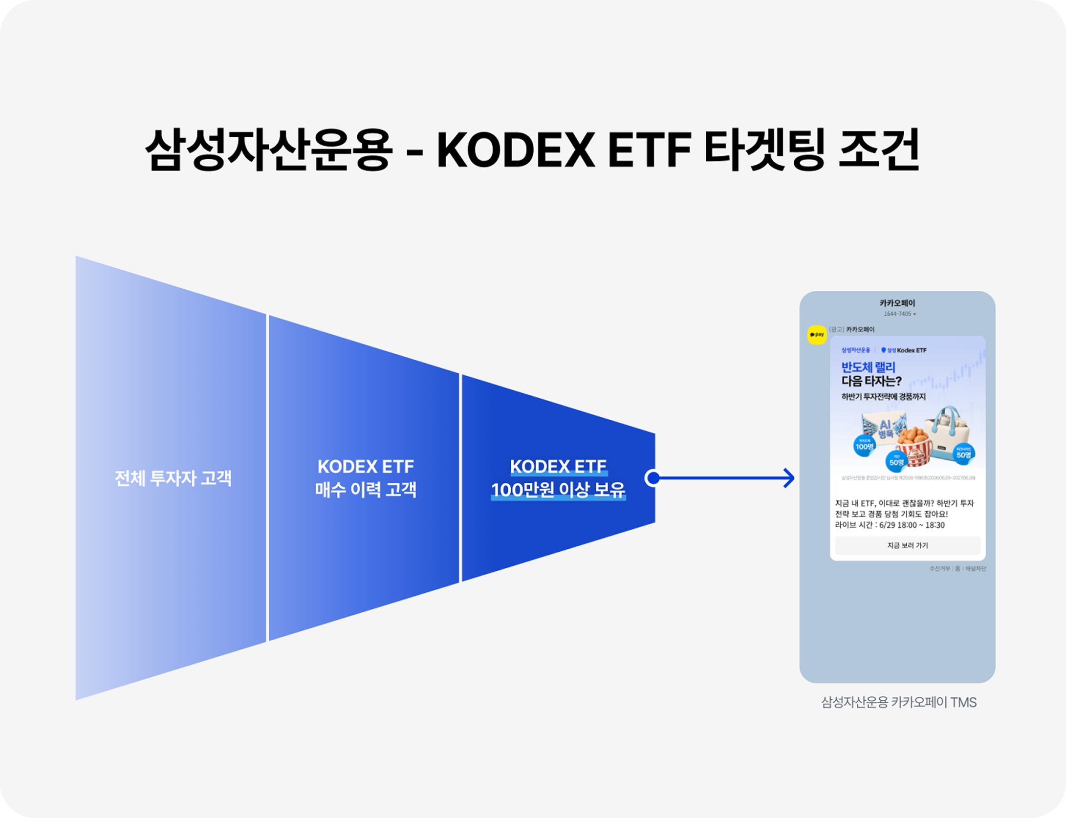 삼성자산운용 - KODEX ETF 타겟팅 조건 및 카카오페이 TMS 이미지