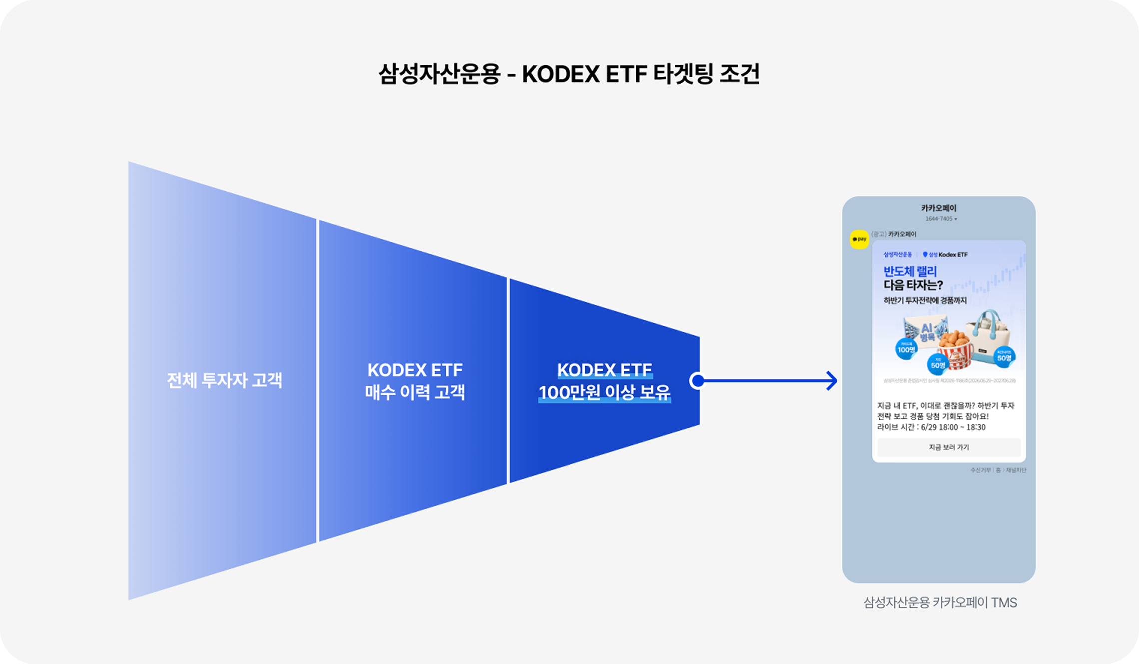 삼성자산운용 - KODEX ETF 타겟팅 조건 및 카카오페이 TMS 이미지