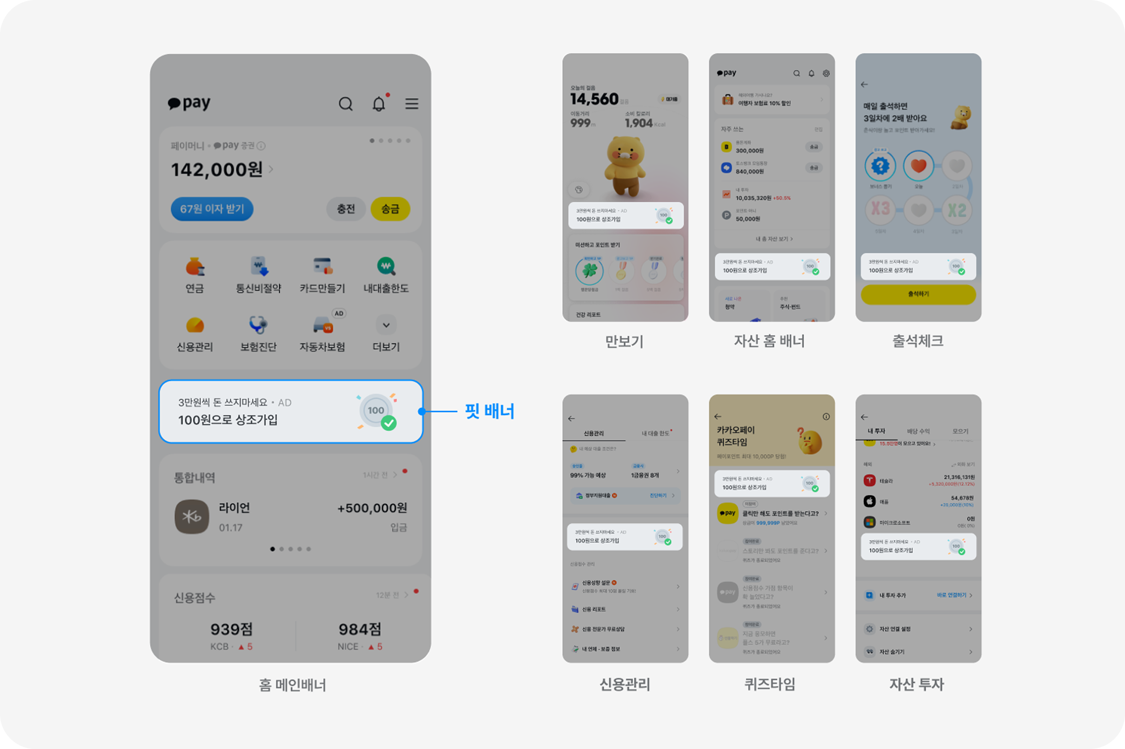 카카오페이 핏 배너 및 서비스 지면 6종 이미지