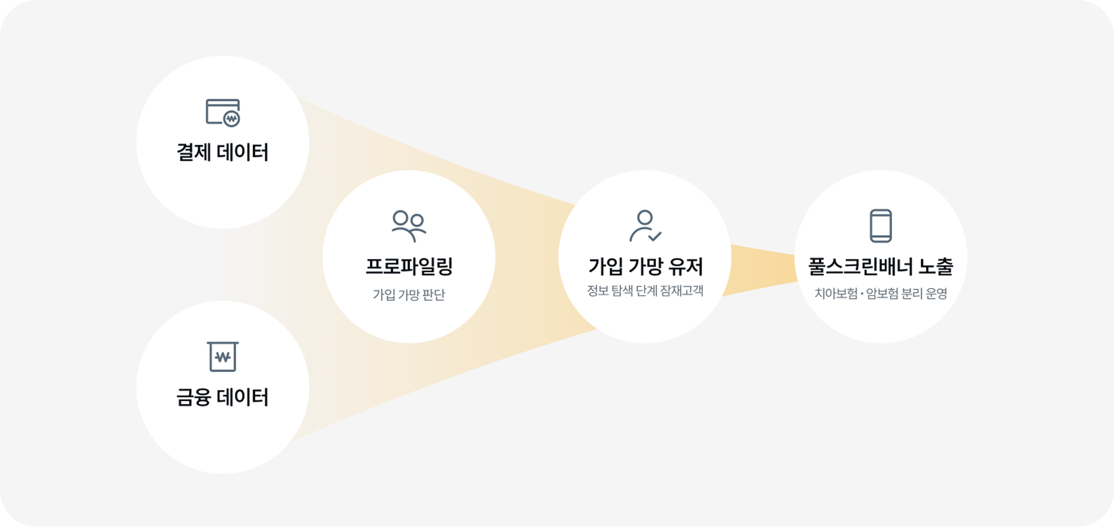 데이터 기반 프로파일링 타겟팅 퍼널 다이어그램