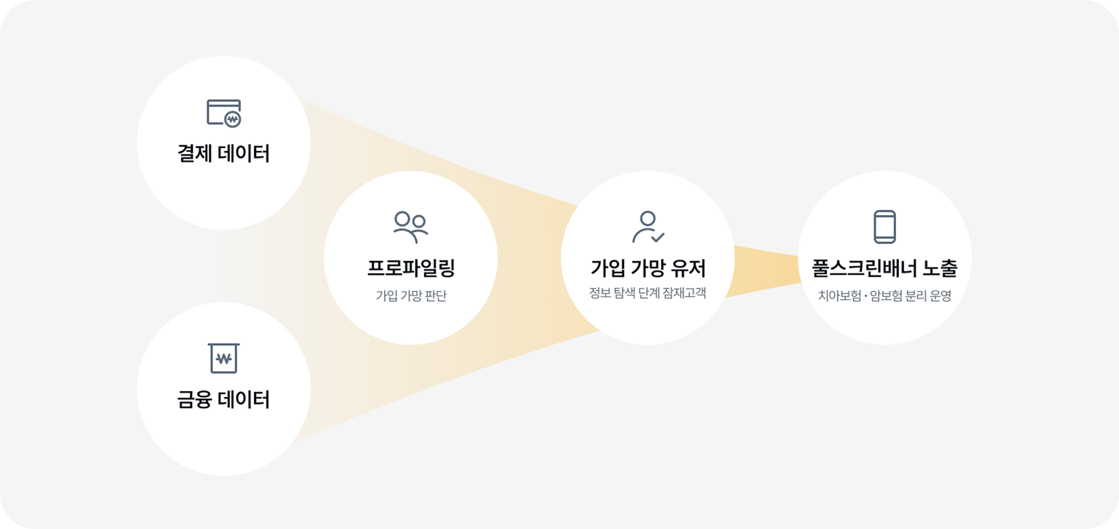 데이터 기반 프로파일링 타겟팅 퍼널 다이어그램